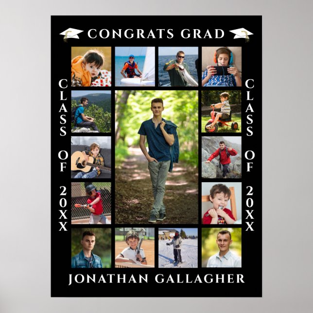 Graduation 15 Photo Collage Congrats Grad Poster (Front)