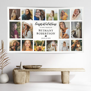 Graduation 16 Photo Collage Congratulations Banner