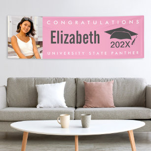 Graduation 1 photo modern bold simple pink grey banner