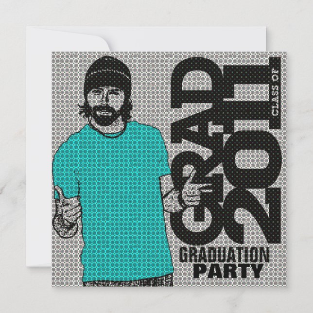 Graduation 2011 Party Invitation Cartoon Photo 1 (Front)