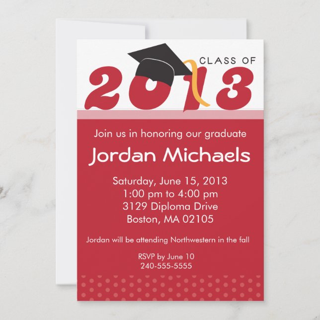 Graduation 2013 Red Dot Invitation (Front)