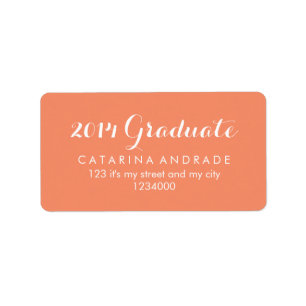 Graduation 2014 Graduate Coral Modern Calligraphy Label