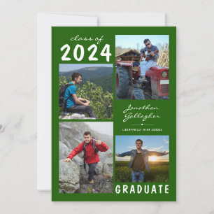 Graduation 2020 4 Photo Handwritten Green Announcement