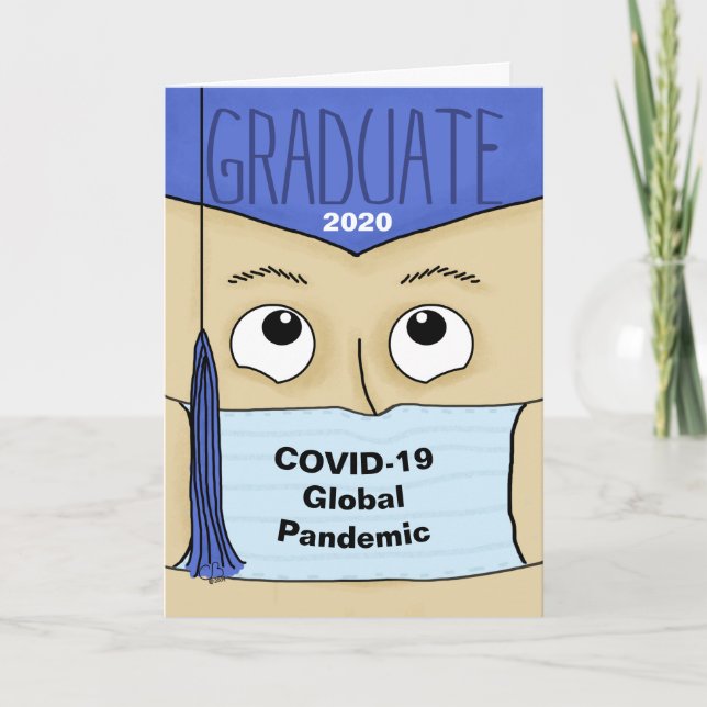 Graduation 2020 during COVID-19 Male Graduate Card (Front)