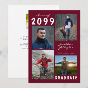 Graduation 2021 5 Photo Handwritten Name Maroon Announcement