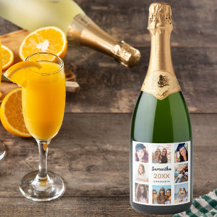 Graduation 2021 custom photo collage champagne sparkling wine label