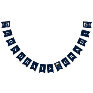 Graduation 2023 Congrats Grad Navy Blue White Bunting