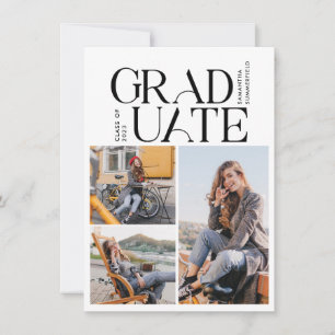 Graduation 2023 Multi Photo Green Black Grad Party Invitation