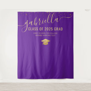 Graduation 2023 Photo Booth Selfie Backdrop Purple Tapestry