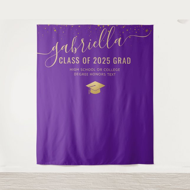 Graduation 2023 Photo Booth Selfie Backdrop Purple Tapestry (Front)
