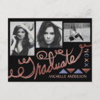 Graduation 2023 Photo Collage Faux Rose Gold Foil