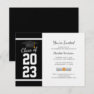 Graduation 2024 Black Typography Party Invitation