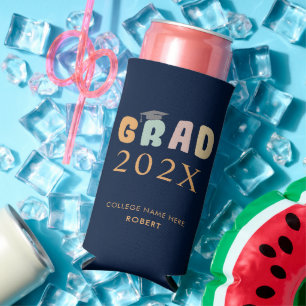Graduation 2024 College Grad Party Retro Seltzer Can Cooler