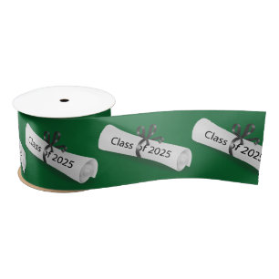 Graduation 2024 Diploma On Green Satin Ribbon