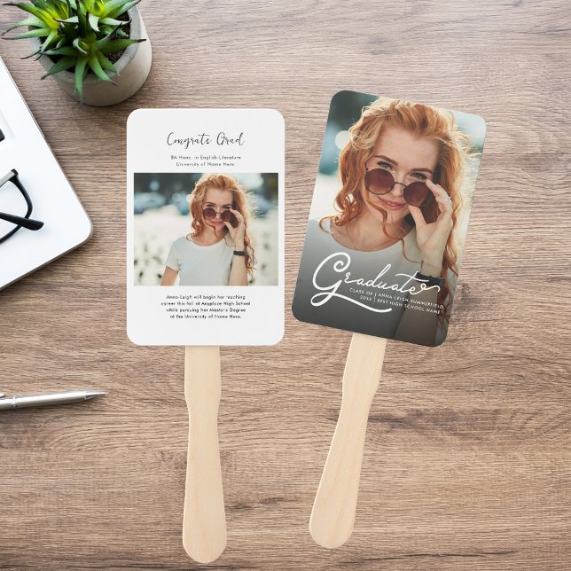 Graduation 2024 Graduate Photo Grad Announcement Hand Fan (Graduation 2025 Graduate Photo Grad Announcement Hand Fan)