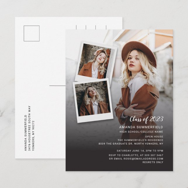 Graduation 2024 Multi Photo Graduate Party Invitation Postcard (Front/Back)