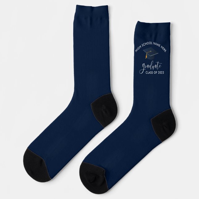 Graduation 2024 Navy Blue Grad Custom Socks (Left)