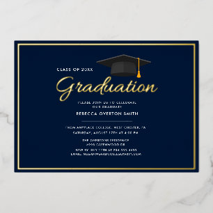 Graduation 2024 Navy Blue Grad Party Gold