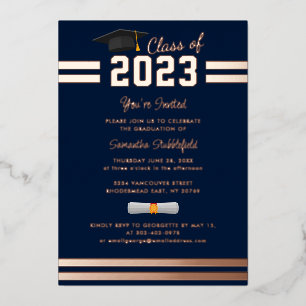Graduation 2024 Navy Blue Party Rose Gold