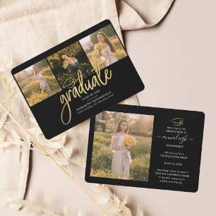 Graduation 2024 Photo Collage Black Script Grad Announcement