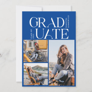 Graduation 2024 Photo Collage Blue Graduate Party Invitation