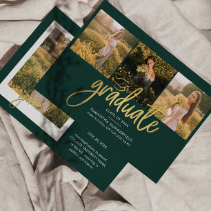 Graduation 2024 Photo Collage Green Announcement