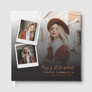 Graduation 2024 Photo Collage Script Rose Gold Guest Book
