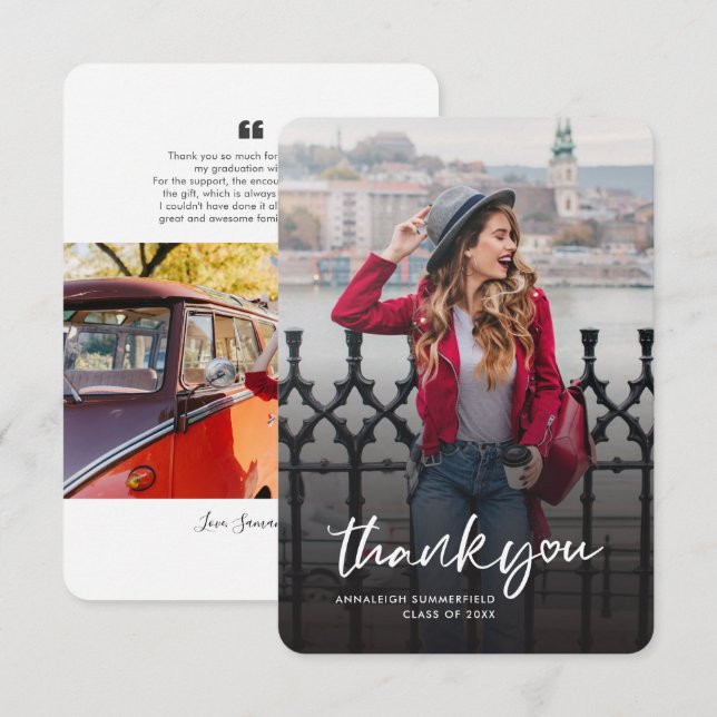 Graduation 2024 Photo Grad Party Thank You Card (Front/Back)