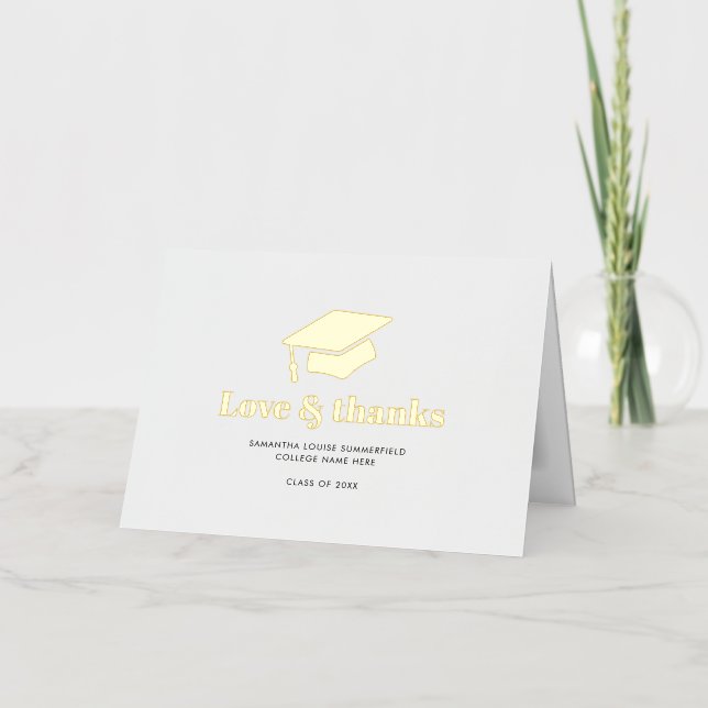Graduation 2024 Photo Grad Thank You Gold Foil Greeting Card (Front)