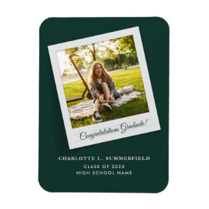Graduation 2024 Photo Green Elegant Announcement Magnet
