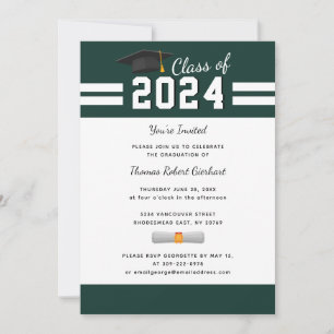 Graduation 2024 Photo Script Green Graduate Party Invitation