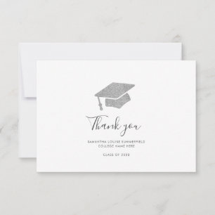 Graduation 2024 Photo Silver Graduate Cap Thank You Card