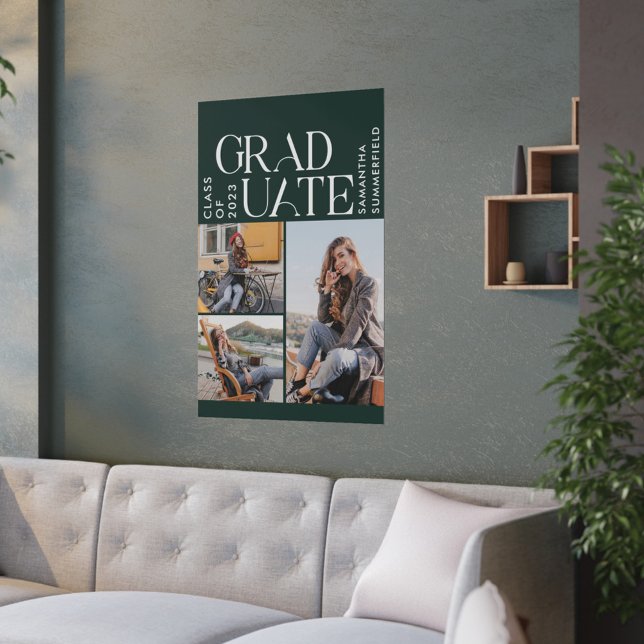 Graduation 2024 Photos Green and White Graduate Poster (Creator Uploaded)