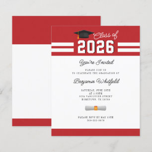 Graduation 2024 Red White GradParty Invitation