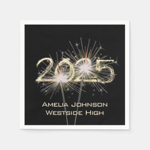 Graduation 2024 Sparklers On Black  Napkin