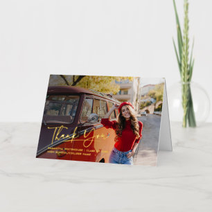 Graduation 2024 Thank You Photo Script Gold Foil Greeting Card