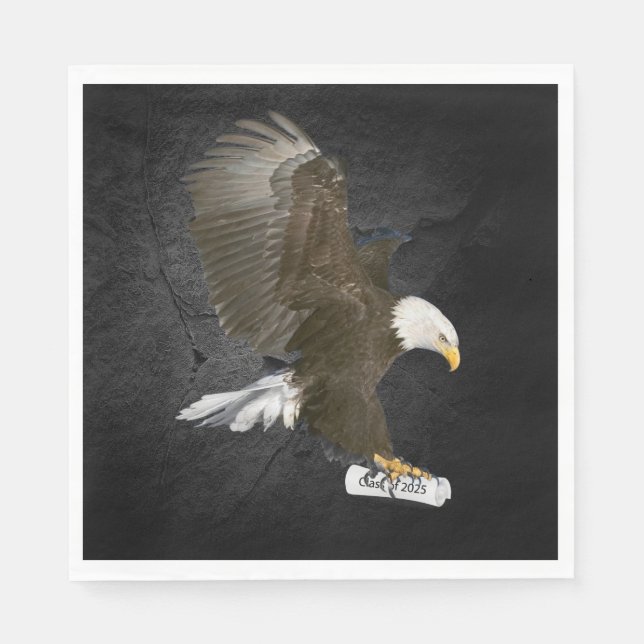Graduation 2025 Bald Eagle with Diploma  Napkin (Front)