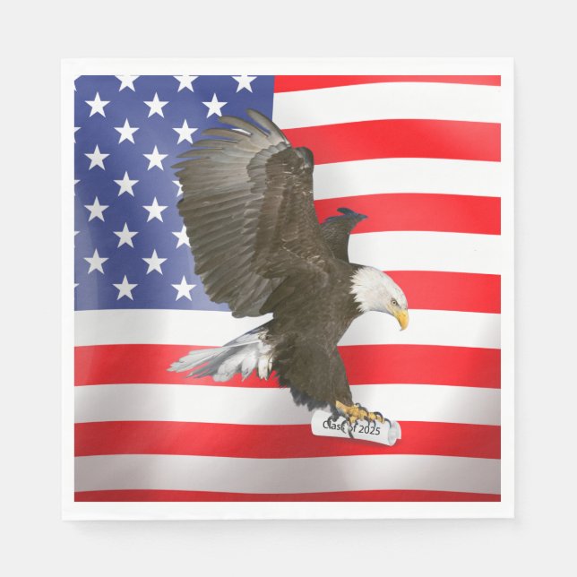 Graduation 2025 Bald Eagle with Diploma  Napkin (Front)