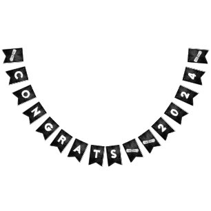 Graduation 2025 Black Leather and Diplomas Bunting