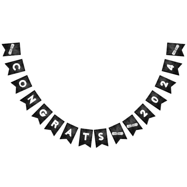 Graduation 2025 Black Leather and Diplomas Bunting (All)
