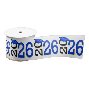 Graduation 2025 Blue and Black Satin Ribbon