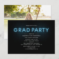 Graduation 2025 Blue Neon Graduate Photo Party