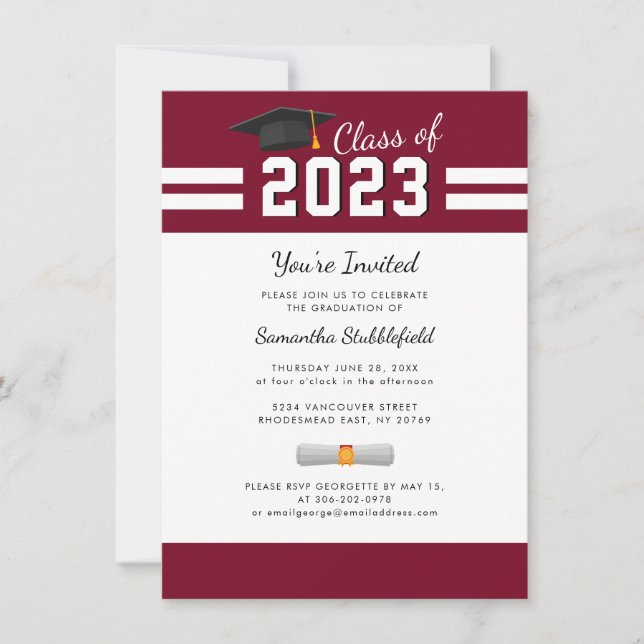 Graduation 2025 Burgundy Grad Party Invitation (Front)