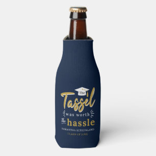 Graduation 2025 College Navy Blue Grad Party Bottle Cooler