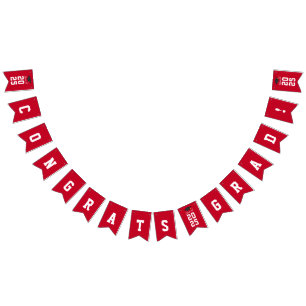 Graduation 2025 Congrats Grad Red White Bunting