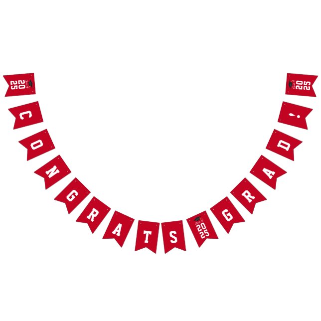 Graduation 2025 Congrats Grad Red White Bunting (All)