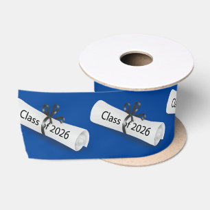 Graduation 2025 Diploma On Blue Satin Ribbon