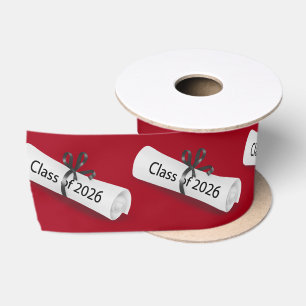 Graduation 2025 Diploma On Red Satin Ribbon