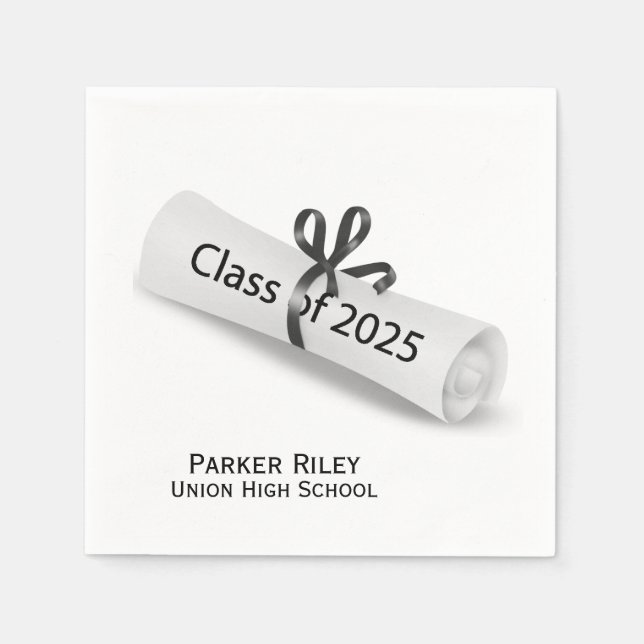 Graduation 2025 Diploma On White Napkin (Front)