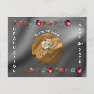 Graduation 2025 Disco Ball Diploma Save the Date Postcard